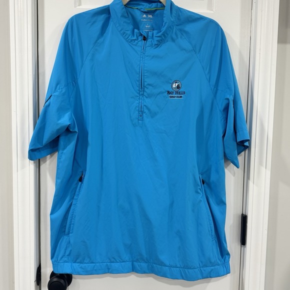adidas Other - Adidas Golf Climaproof Wind Shirt Men Large Blue 1/4 Zip Bay Hills Club